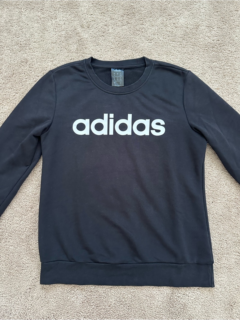 adidas Black Crewneck Sweatshirt with White Logo woman’s size small - Picture 2 of 10